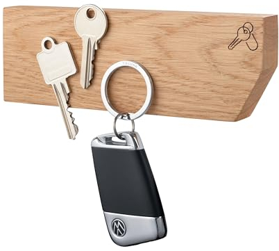 TROIKA Schlüsselbrett mit starker Magnetwirkung – HOLZWEG Key Board – Magnete halten bis zu 3 Schlüsselbunde – inkl. doppelseitigem Markenklebeband zur Befestigung – Eichenholz – braun Original