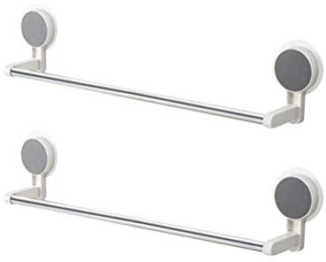 2 pezzi in acciaio inox per appendere asciugamani, ventosa, asta portasciugamani, copertura per vaso, mensola di supporto per cucina, bagno (singolo palo bianco)