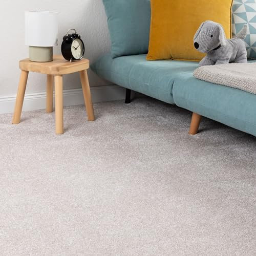 Steffensmeier Teppichboden Korsika Meterware | Auslegware für Kinderzimmer Wohnzimmer Schlafzimmer | Beige, Größe: 200x200 cm