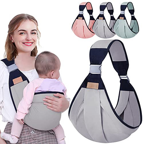 HINATAA Imbracatura traspirante per neonati, marsupio regolabile, marsupio avvolgente, ad asciugatura rapida, spallacci spessi per bambini da 0 a 36 mesi (Grigio A)