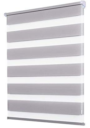 Doppelrollo Klemmfix ohne Bohren - 95 x 220 cm,Grau lichtdurchlässig & Blickdicht - Duo Klemmrollos für Fenster ohne Bohren - Stoffbreite 91 cm