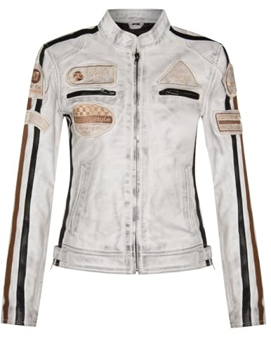 Infinity Leather Damen Leder Biker Casual Racing Moto Abzeichen Jacke