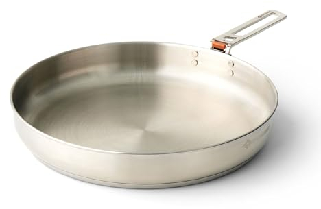 Sea to Summit - Detour Stainless Steel Pan - 1 to 2 People - 25cm Camping Frying Pan - Click-Safe Removable Handle - Induction Cooktop Compatible - Stainless Steel Camping Cookware - 917g
