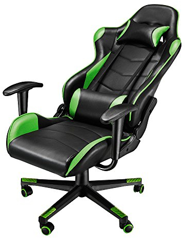 Panana Bürostuhl Gaming-Stühle Sessel Ergonomischer Gamer Stuhl mit Kopfstütze Lendenkissen 360-Grad-Drehung Gaming Chair (Grün)