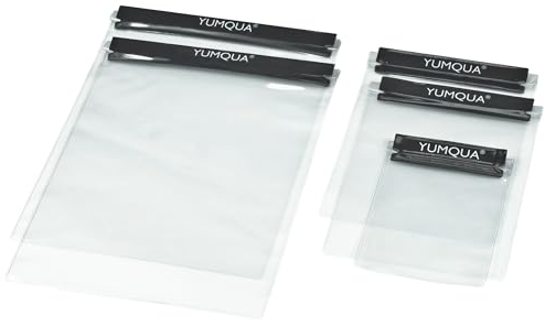 YUMQUA Borse Impermeabili Set di 5, Grandi Custodia Sacca Impermeabile per Documento Mappa Fotocamera iPad Telefono e Altro, Nero