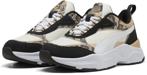 PUMA Damen Cassia Snake CHIC Sneaker, Vapor Gray-Light Sand Black White, 40 EU