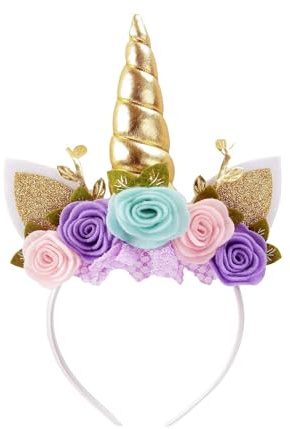 Nishine Einhorn Stirnband Vlies Blumen Katzenohren Pony Stirnbänder Glitzer Hupe für Rollenspiele Einhorn Partei Zubehör