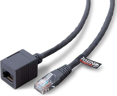 rhinocables CAT 5 Ethernet RJ45 Extension Cable CAT5e LAN Gigabit Network Internet Extender Male to Female Patch Cord Connector (Pack of 10, 8m)