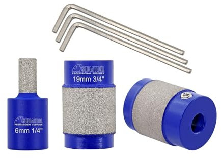 SHDIATOOL Broca abrasiva de vidrio de cerámica manchada de diamantes, Molinillo De Vidrio Muela De Vidrio, Herramientas de Vidrio Mancha para Cortadores de Vidrio(3 piezas 6/19/25mm)