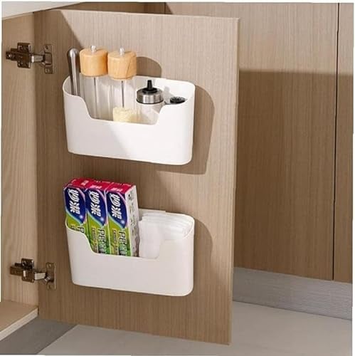 TopTidyHome Kitchen Door Storage Organiser 2 pack with Self-Mounting Pads, Under Sink Storage, Self-Adhesive Door Mounted Organiser, for Kitchen/Office/Utility.
