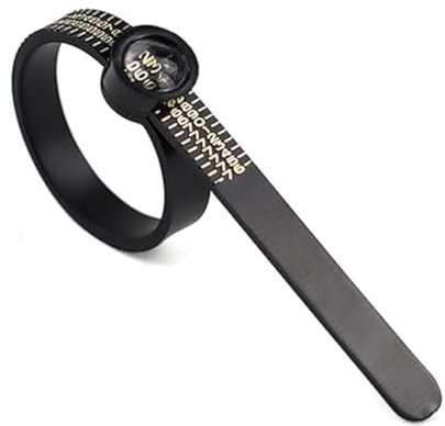 Kjzeex Ringmaßband Ringgrößenmesser Ringgröße messen Fingerumfang bestimmen, Schwarz Weiß (Schwarz)
