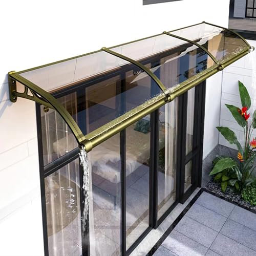 Robuste Regenschutzabdeckung für Fenster, Markise für Fenster, Garten, Terrasse, Veranda, 99 % UV-Schutz, Markise für Haustür, Winddichte Aluminiumhalterung, Transparente Polycarbonat-Abdeckung (60 x