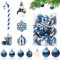 Weihnachtskugeln Set 34 Stücke Kunststoff Christbaumkugeln Blau Weihnachtsdeko Kugeln 13/8/6/3cm Weihnachtsbaumkugeln Plastikkugel Christbaumschmuck Weihnachten Dekoration