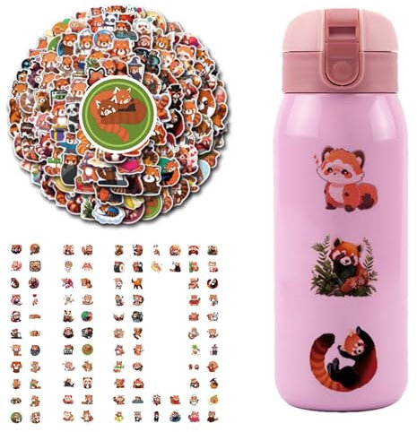 Panda-Aufkleber für Kinder, rote Panda-Aufkleber - Lustiges Tier Wasserfest Sticker Pack,110 Stück Roter Panda Graffiti Aufkleber Panda Dekorationen Wasserdichter Aufkleber Cartoon Aufkleber für