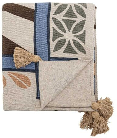 Bloomingville Rudaur Decke, Blue, Recycelte Baumwolle, L160xB130 cm