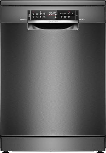 Bosch SMS6ECC12E, Serie 6, Smarter Geschirrspüler Freistehend, 60 cm, Besteckschublade, Spülmaschine Made in Germany, besonders Leise, Extra Trocknen, starke Reinigung, Anti-Fingerprint, Schwarz