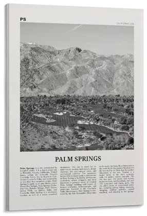 LZTEN Palm Springs Druck Schwarz-Weiß-Landschaft, Palm Springs Wandkunst, Palm Springs Poster, Palm Springs, Kalifornien, USA, Leinwand-Kunst, Wandkunst