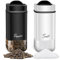 Salt and Pepper Shakers Stainless Steel - Glass Bottom Salt Shaker with Adjustable Holes, Cooking Dining Pepper Shaker with Lid, Refillable Small Salt and Pepper Pots for Kitchen BBQ - Black White