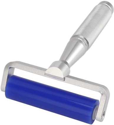 Herramienta de limpieza manual de rodillos de silicona, quitapelusas estática laminada con mango de metal, color azul (8 pulgadas)
