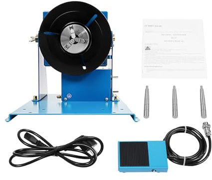 Schweißdrehtisch Drehbarer Schweißpositionierer Drehtisch 0-90° 10W 10kg(Horizontal)/5kg(Vertikal) mit Dreibackenfutter 2-58mm Präzise Positionierung