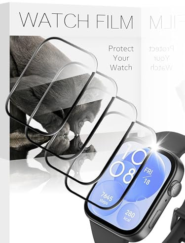 AIDOWU 4 Piezas Protector Pantalla Compatible con Huawei Watch Fit 3 Protector Reloj PMMA&Cristal Templado HD 9H Anti-raspado para Huawei Watch Fit 3 Película Protectora