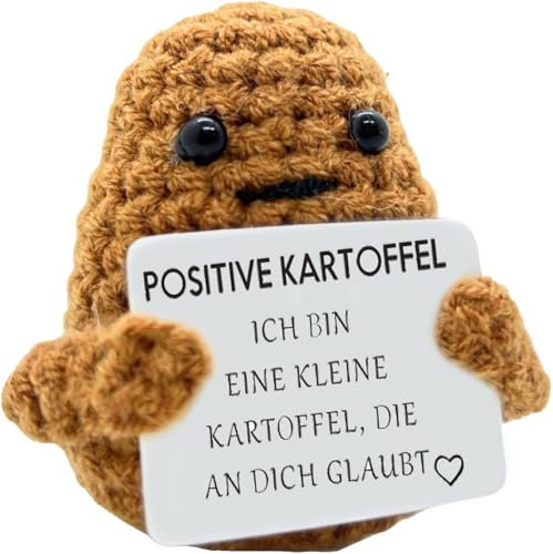 Regalo Original Mujer Hombre, Patata Positiva Divertida y Motivadora, Peluche Cumpleaños, Navidad, Amigo Invisible, Decoración Oficina y Hogar, Idea Graciosa Pareja (Patata en Aleman)