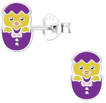 Monkimau Mädchen Ohrringe Hatching Egg | Ohrstecker aus 925 Sterling Silber | Kinderohrringe hypoallergen