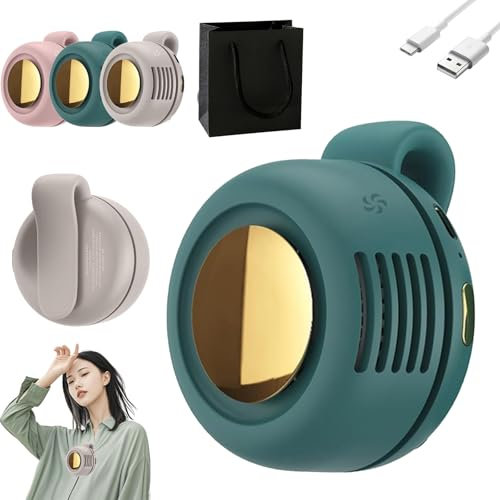 Mini ventilateur électrique portable silencieux sans pales à 3 vitesses, ventilateur de ceinture à clipser sur la taille, pour l'extérieur, les voyages et le bureau (vert)