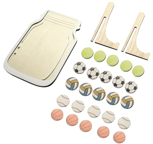 Enwye Hölzernes Sparschwein mit bunten Sportball-Designs, Basketball, Fußball, Tennis, Golf, Volleyball-Mustern zum Geldsparen