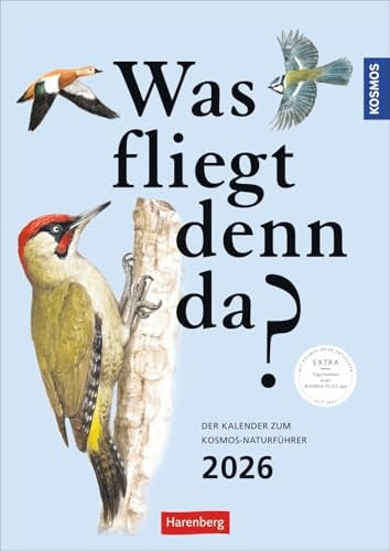 KOSMOS Was fliegt denn da? - Wochenplaner 2026 - Harenberg-Verlag - 53 Blatt mit Zeichnungen von heimischen Vögeln - Wandkalender - 25 cm x 35,5 cm