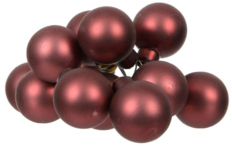 Weihnachtskugeln am Draht Glas 2,5cm x 12 Stück Spiegelbeeren Matt - kleine Dekokugeln - Christbaumschmuck & Weihnachtsdeko - Kastanienbraun