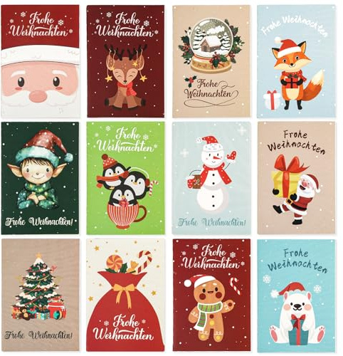 12 Stück Mini Notizbuch Weihnachten, Kleine Geschenke für Adventskalender | 10×7 cm Weihnachts Notizblock Klein, Party Geschenke Bag Fillers für Kollegen, Schüler