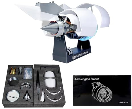 SKYMECHMAN 1/24 Scale A38X Turbofan Engine Model Kit - 3D Gedruckter Harz-Simulationsmotor mit Variabler Drehzahl, DIY-Montage Nacelle - Desktop-Display für Mechanische Wissenschaft