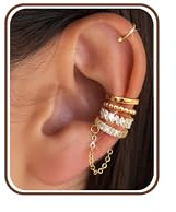 Adramata 5Pcs Ear Cuff Earrings for Women Adjustable Fake Earrings Cartilage Helix Piercing Earring Silver/Gold Plated Clip On Earring Set Hypoallergenic Fake Piercings Ear Cuff No Piercing