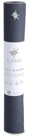 Fold-N-Flow Reise Yogamatte von Kurma, L 185 cm x B 60 cm, 2,9 mm, PVC, Anthracite (Grau)