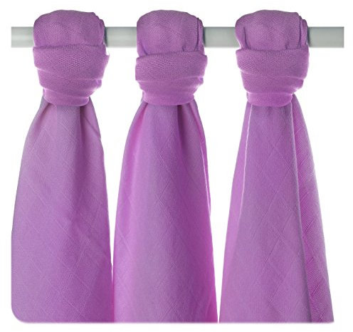 xkko bmb07 0029 a 3er Pack Bambus Reitwindeln Chiropraktiker als Unterlage oder leichtes Dach, Windeln, 70 x 70 cm, violett