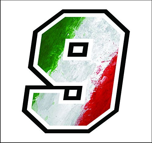 GamesMonkey Adesivo Numero Gara 12 cm - Bandiera Italiana - Gara Cross Pista Auto Moto Stickers (9)