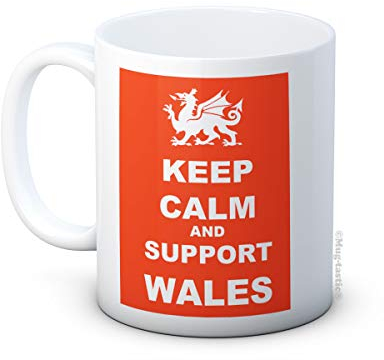 mug-tastic Keep Calm and Support Wales - Welsh Dragon - Football Rugby - Ceramic Coffee Mug