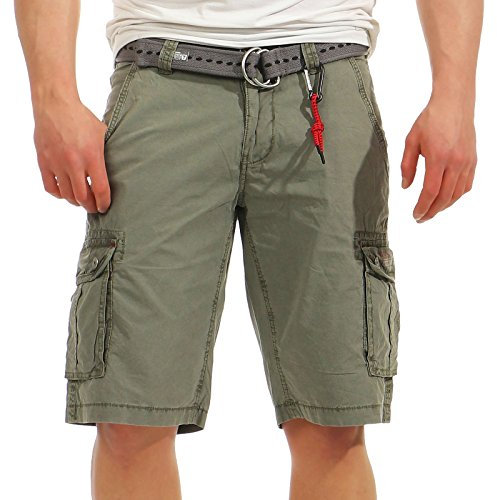 Timezone Herren Loose Maguire incl. Belt Shorts, Grün (Castor Green 4016), W32