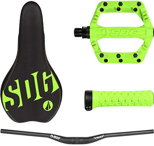 SDG Junior Pro Kit (Sitz, Lenker, Griffe, Pedale, Abstandshalter) – Neongrün, Unisex, Erwachsene