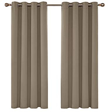 Deconovo Verdunkelungsgardinen mit Ösen Verdunkelungsvorhänge Jugendzimmer Blickdicht, 138x132cm(HöhexBreite), Taupe, 2er Set