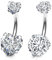 FECTAS 2pcs Anello con Ombelico Argento Top Zirconia 316L Acciaio Chirurgico 14G Ombelico Bar Gioielli Piercing