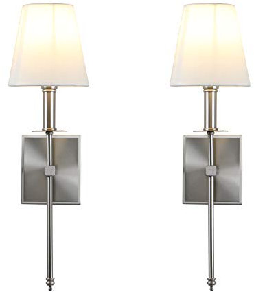 Yosoan Lighting 2 Sets of Vintage Loft Bar Modern Linen Lampshade Wall Light Fittings, Hotel Beside Bed Wall Lamp E27 Screw (Brushed)