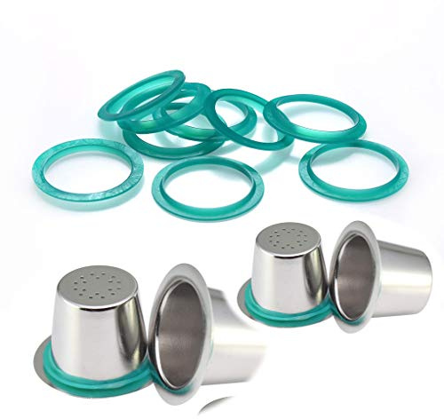 Rolin Roly 30 pcs Silicone Seal Filter Replacement Ring Green Color 20mm for Nespresso Refillable Reusable Coffee Capsules Pod