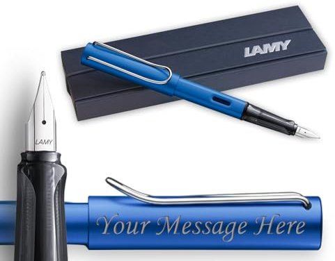 Personalised/Engraved Lamy AL-Star Ocean Blue (028) Fountain Pen Extra fine Nib + Gift box - choose with or without engraving