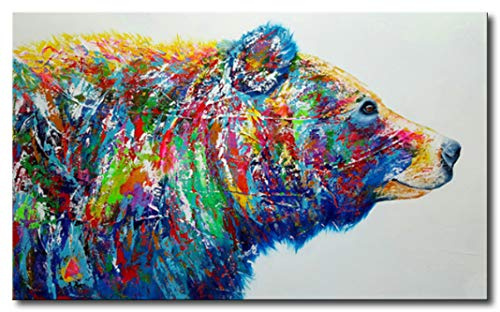 Shukqueen Peinture à l'huile à Monter soi-même par numéros pour Adultes, kit de Peinture à l'huile pour Enfants débutants – Animaux colorés 16x20(40x50cm) Bear(Frameless)