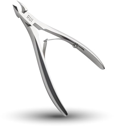 Rui Smiths Ultra-Premium Pince à Cuticules, Professionnelle, Acier Inoxydable, Poignée Japonaise, Finition Miroir, Double Ressort, Ouverture de 5 mm (Half Jaw)