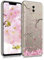 kwmobile Case kompatibel mit Huawei Mate 20 Lite - Hülle Silikon transparent Kirschblütenblätter Rosa Dunkelbraun Transparent
