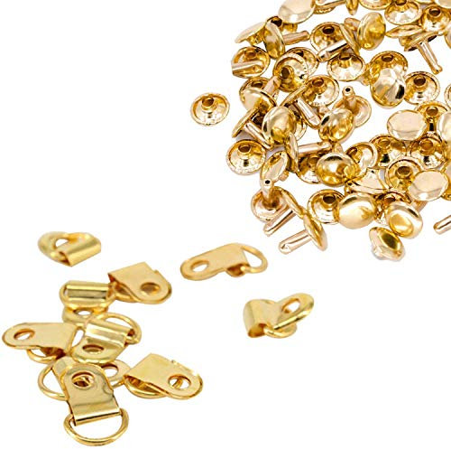 WedDecor 10mm Anneau en D Cadre Photo Crochets Mural Crochet Boucle & 6mm Double Capuchon Rivet Bandes Fixations de Fixations Hardware pour Suspendu Cadres, Miroirs, Artisanat Bricolage, 100pcs