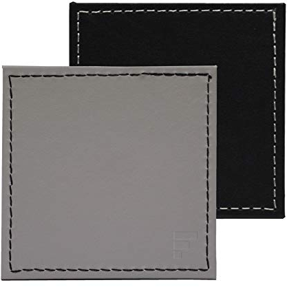 Freeform DUO Glasuntersetzer 4er Set | Grau/Schwarz | 10 x 10 cm | Beidseitig nutzbares Platzdeckchen Abwaschbar | Bis 90° Celsius hitzebeständig | Glasuntersetzer Kunstleder